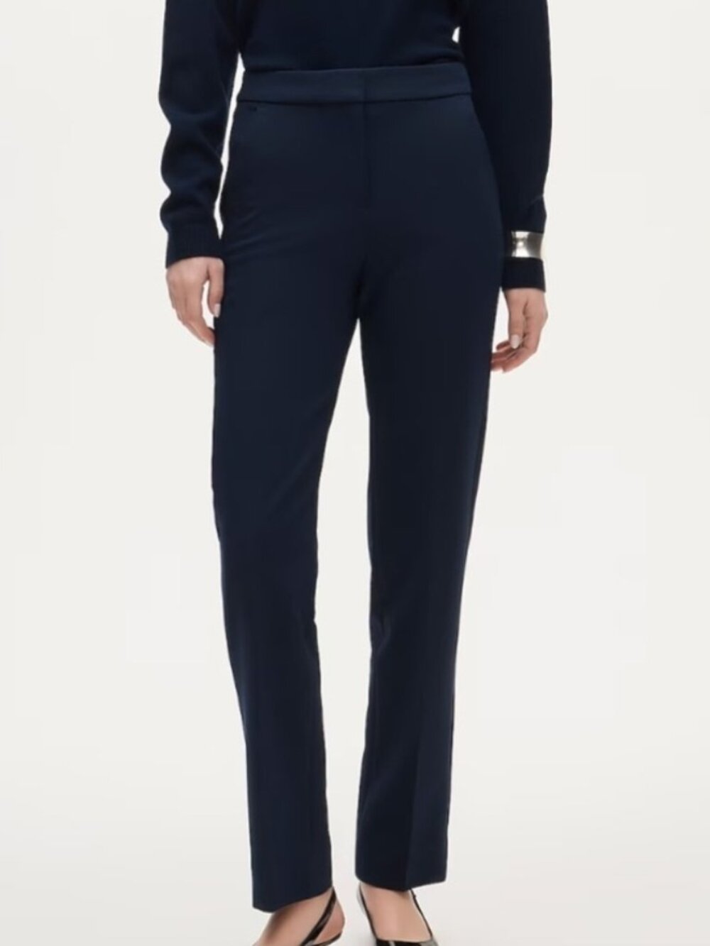 J Crew Kate Navy Blue Straight Leg Pants in Four Season Stretch Size 12 NWOT